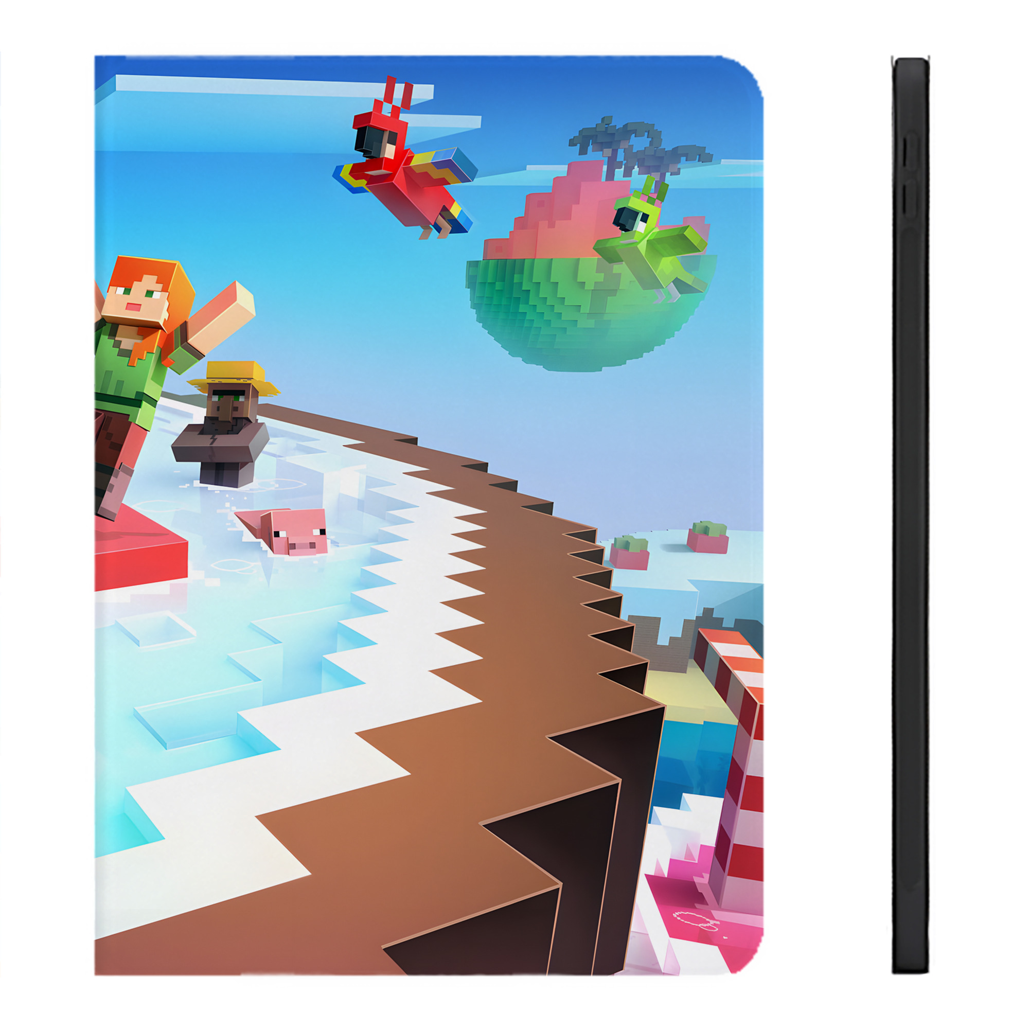 （画像用） マインクラフト ブロックの世界 Minecraft MC Block world IPadケース ペンホルダー付き ブックスタイルデザイン
